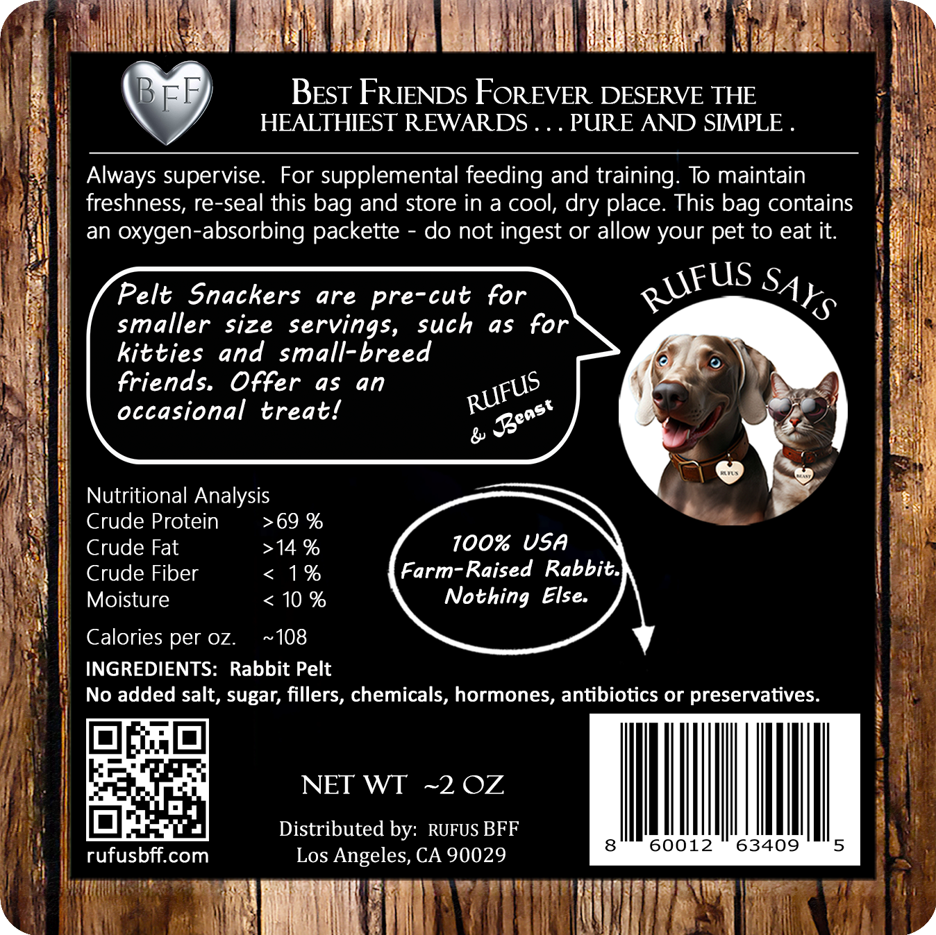 Rabbit Pelt Snackers for Dogs & Cats