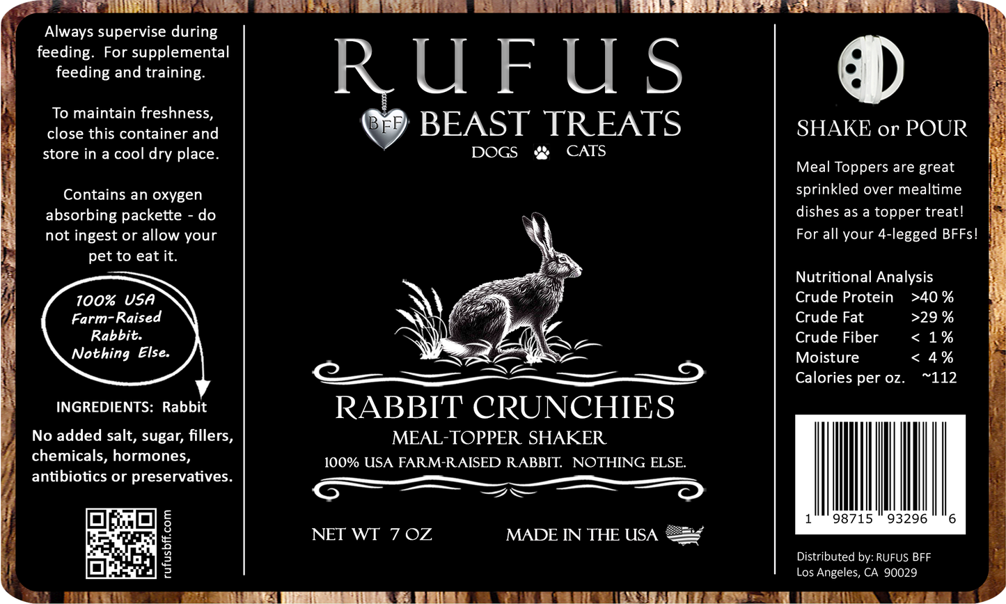 Rabbit Crunchies Meal Toppers with Shaker for Dogs & Cats