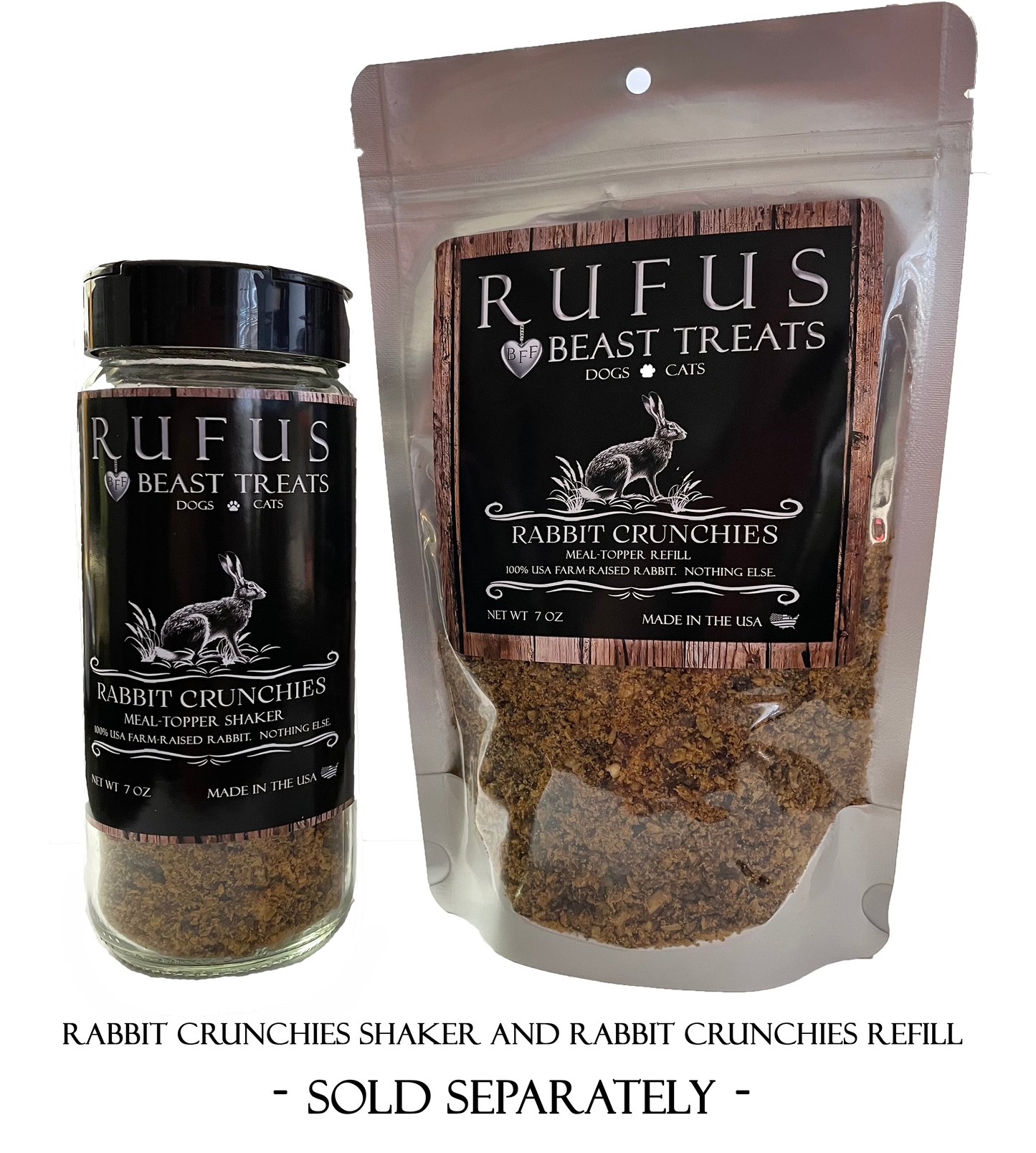 Rabbit Crunchies Meal Toppers with Shaker for Dogs & Cats